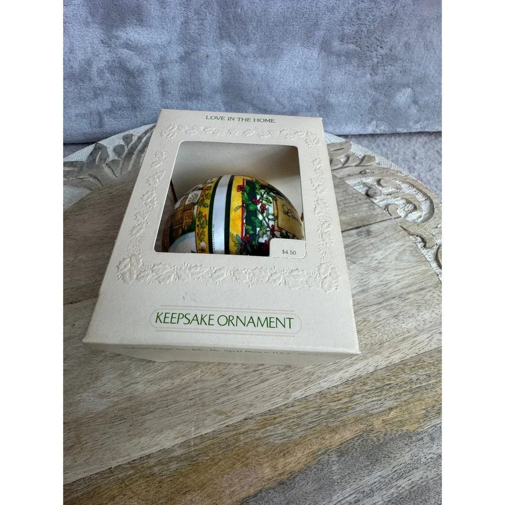 Hallmark Keepsake Ornament 1981 Love in the Home Vintage Satin Silk‎ Ball Boxed